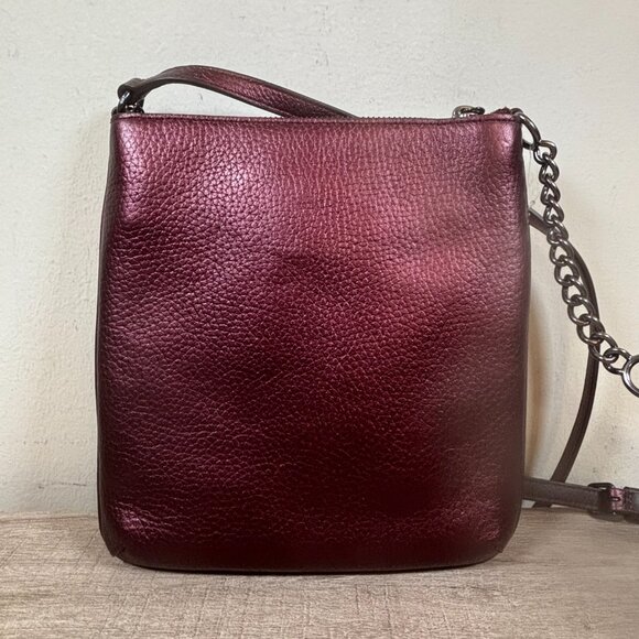 Coach Swagger Swingpack in Metallic Burgundy Pebble Leather - Picture 3 of 9